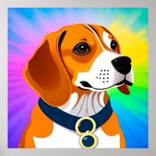 Poster Illustration de chien de dessin animé coloré