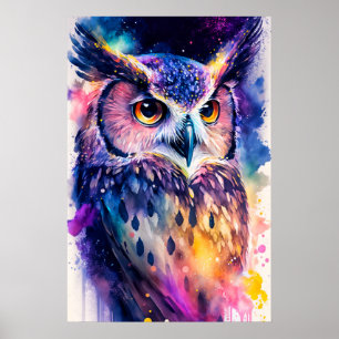 Poster Illustration de chouette créative et colorée