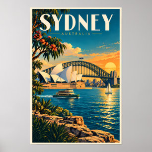 Poster Illustration de coucher de soleil à Sydney Austral