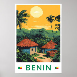 Poster Illustration de coucher de soleil au Bénin Art de