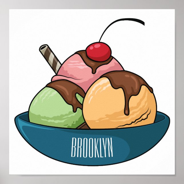 Poster Illustration de crème glacée (Devant)