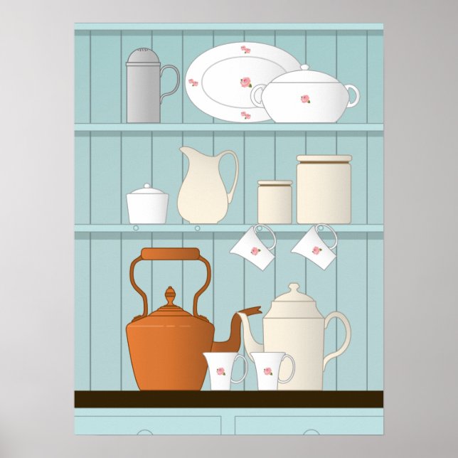 Poster Illustration de cuisine vintage (Devant)