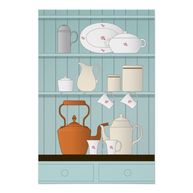 Poster Illustration de cuisine vintage (Devant)