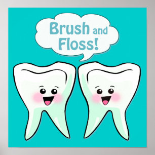 Poster Illustration de dentiste de brosse et de soie