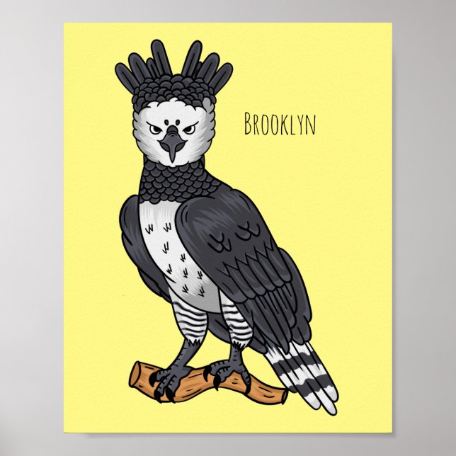 Poster Illustration de dessin animé d'aigle harpie (Devant)
