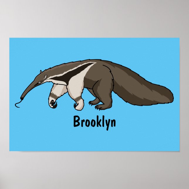 Poster Illustration de dessin animé d'Anteater happy (Devant)