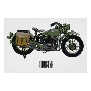 Poster Illustration de dessin animé de moto de croiseur m