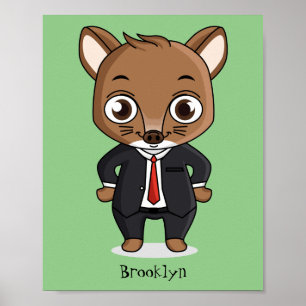 Poster Illustration de dessin animé de rat mignon