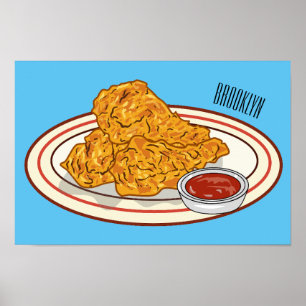 Poster Illustration de dessin animé sur le poulet frit