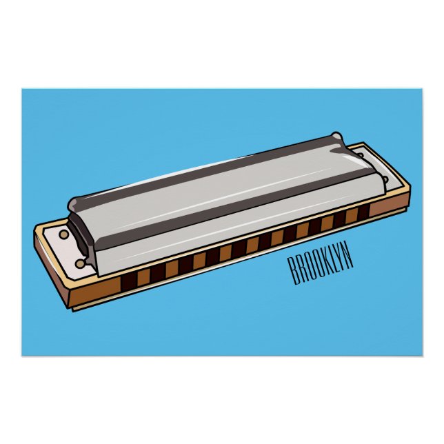 Poster Illustration de dessin d'Harmonica (Devant)