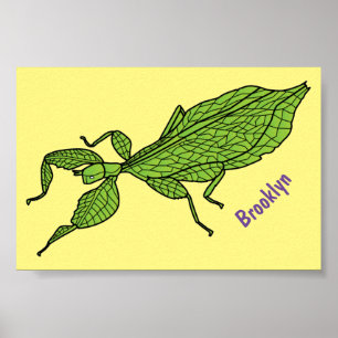 Poster Illustration de dessin d'insecte des feuilles vert