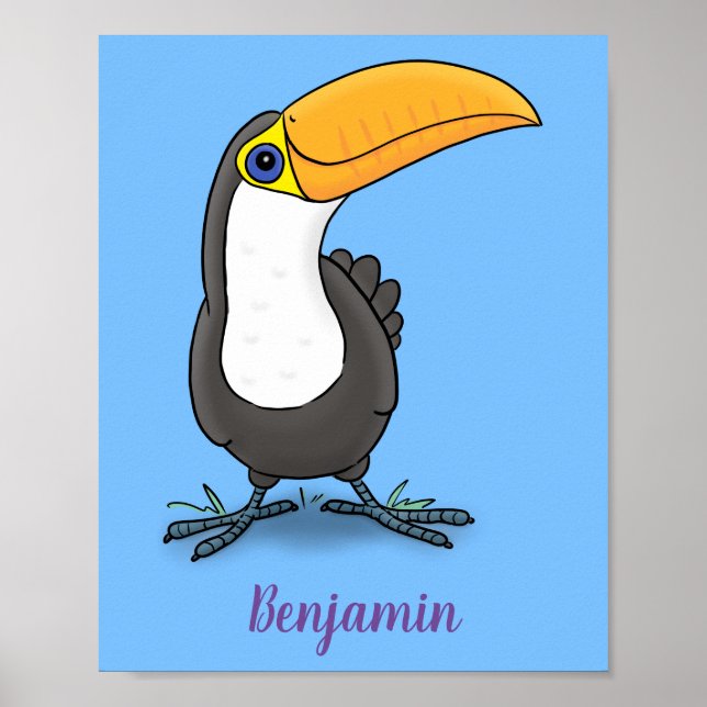 Poster Illustration de dessin humoristique du toucan joye (Devant)