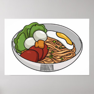 Poster Illustration de dessin sur les nouilles
