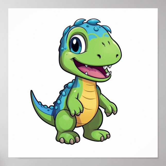 Poster Illustration de dinosaure de dessin (Devant)