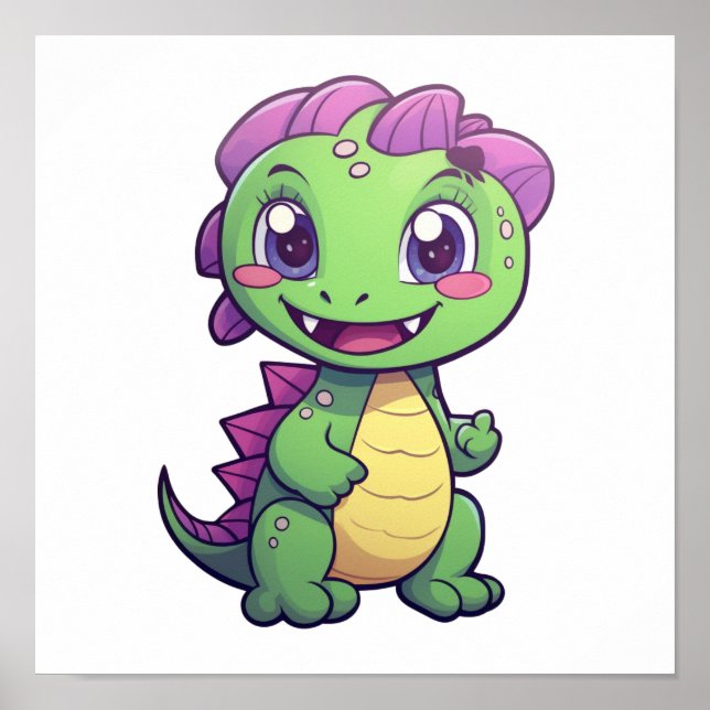 Poster Illustration de dinosaure de dessin (Devant)