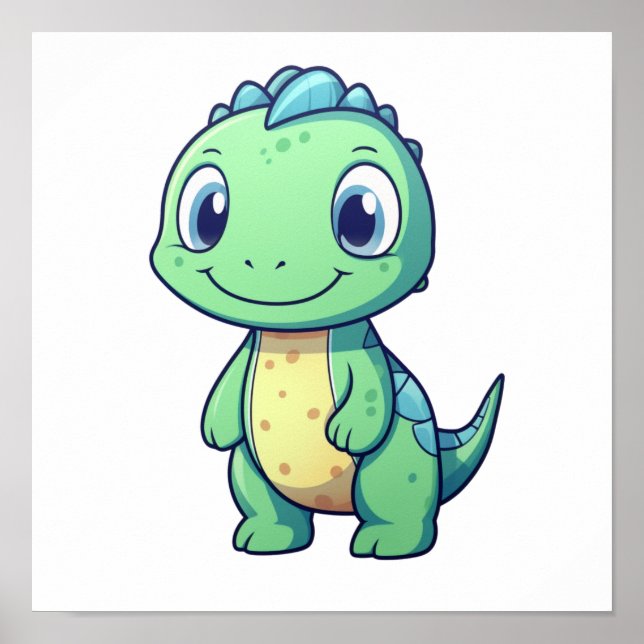 Poster Illustration de dinosaure de dessin (Devant)