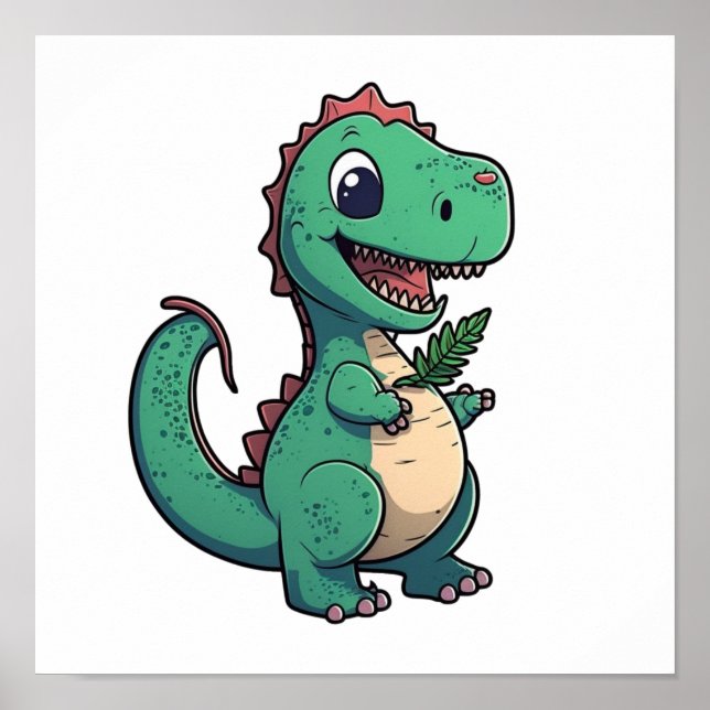 Poster Illustration de dinosaure de dessin (Devant)