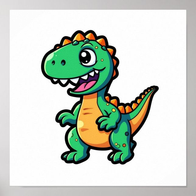 Poster Illustration de dinosaure de dessin (Devant)