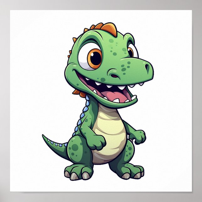 Poster Illustration de dinosaure de dessin (Devant)