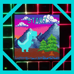 Poster Illustration de dinosaure pixelisé drôle pour joue