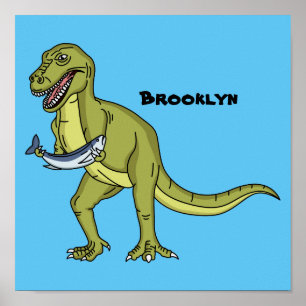Poster Illustration de dinosaure T rex drôle