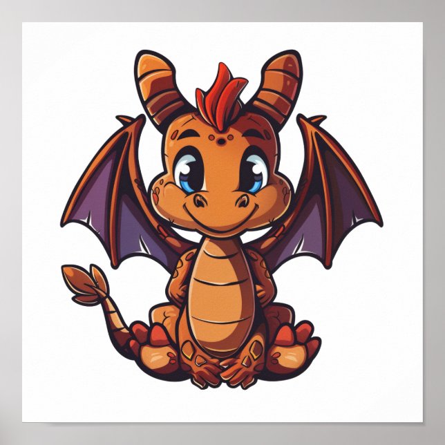 Poster Illustration de dragon de dessin animé (Devant)