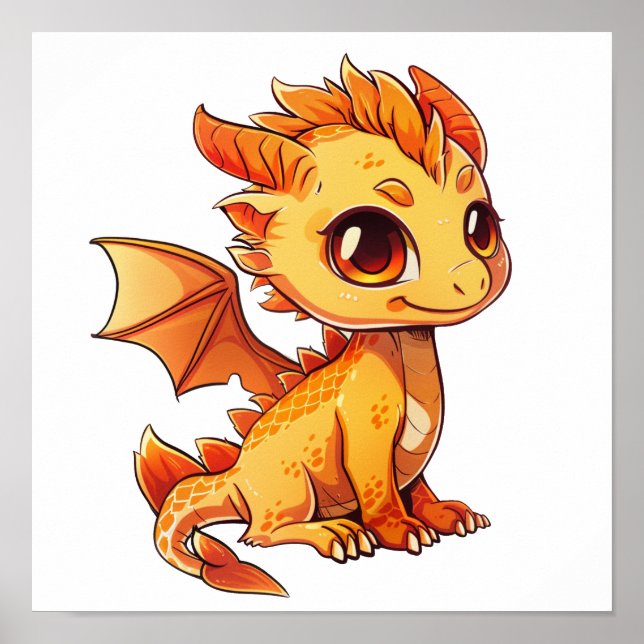 Poster Illustration de dragon de dessin animé (Devant)