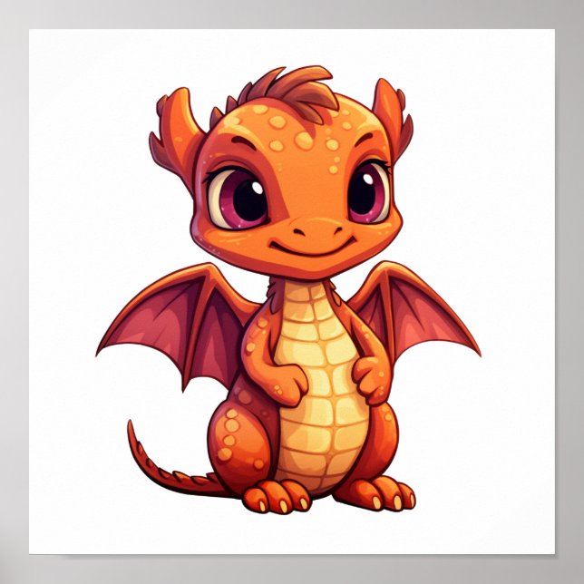 Poster Illustration de dragon de dessin animé (Devant)