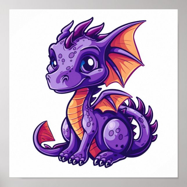 Poster Illustration de dragon de dessin animé (Devant)
