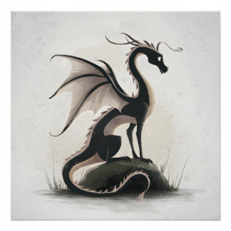 Poster Illustration de dragon lunaire