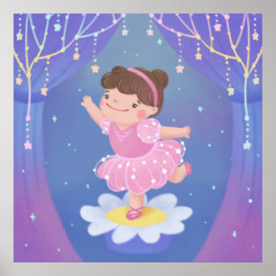 Poster Illustration de fantaisie du rêve d'une ballerine