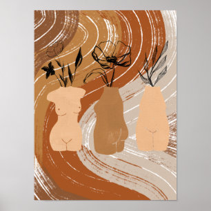 Poster Illustration de femmes boho abstraites, tons terre
