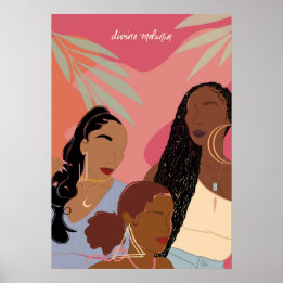 Poster Illustration de femmes noires dessinées à la main 
