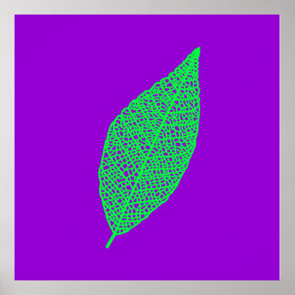 Poster Illustration de feuille squelette violet et vert