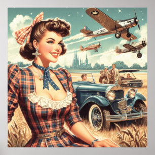Poster Illustration de fille Vintage