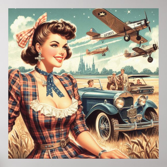 Poster Illustration de fille Vintage (Devant)