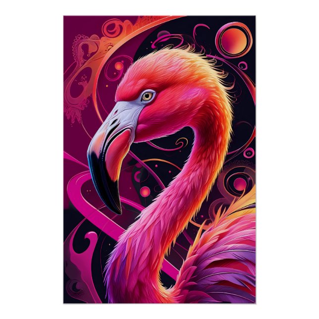 Poster Illustration de flamant rose – Flamant rose fantas (Devant)