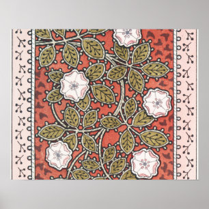 Poster Illustration de fleur d'art de rose sauvage vintag