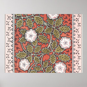 Poster Illustration de fleur d'art de rose sauvage vintag