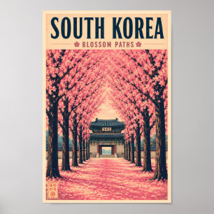 Poster Illustration de fleurs de cerisier en Corée du Sud