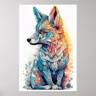 Poster Illustration de Fox créative mignonne