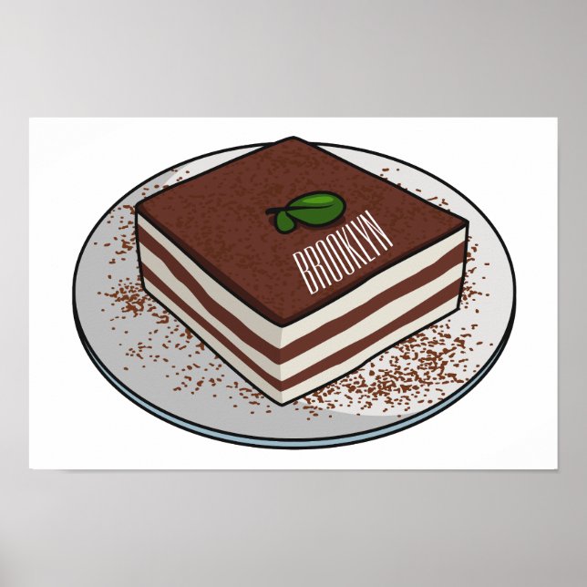 Poster Illustration de gâteau de Tiramisu (Devant)