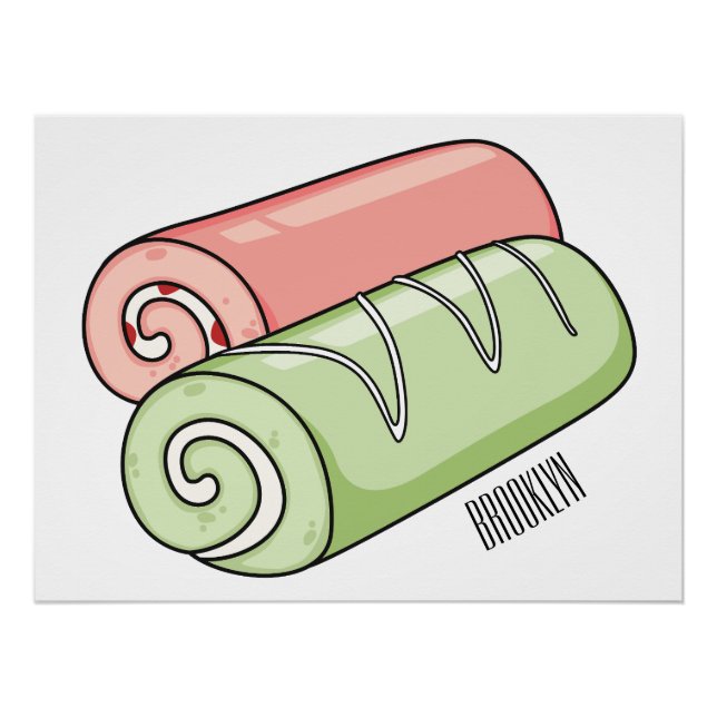 Poster Illustration de gâteau suisse roll / roll (Devant)