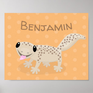 Poster Illustration de gecko tan tan mignon