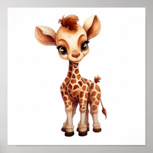 Poster Illustration de girafe de dessin animé