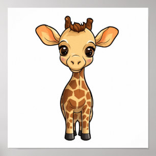 Poster Illustration de girafe de dessin animé