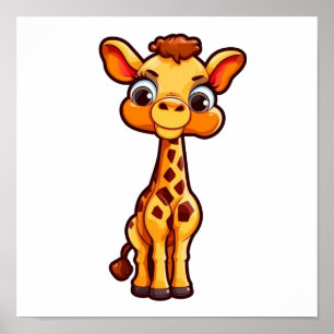 Poster Illustration de girafe de dessin animé