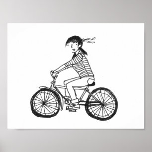 Poster Illustration de Girl on a Bike