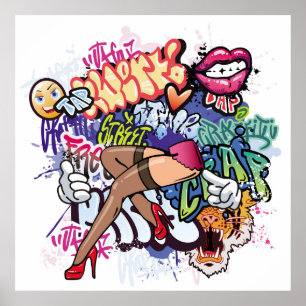 Poster Illustration de graffiti avec lettres de graffitis