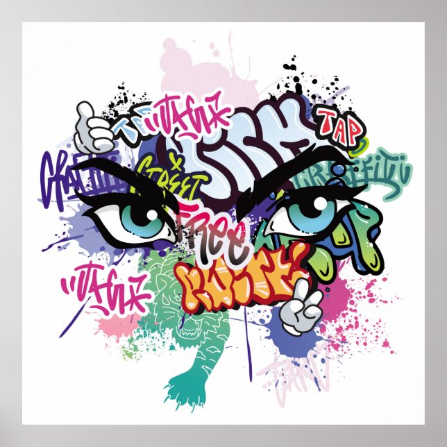 Poster Illustration de graffiti avec lettres de graffitis (Devant)